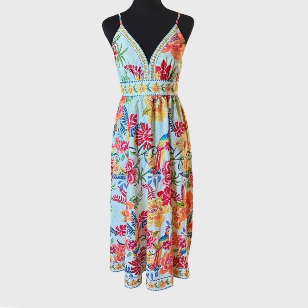Cupshe Vibrant Oasis Tropical Maxi Dress, Small, Beach Vacation, Resortwear